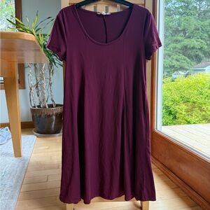 Pink Rose Maroon T-Shirt Dress